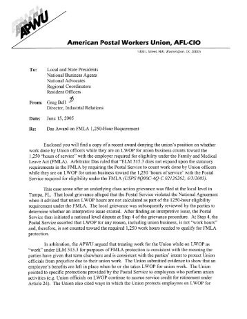 Arbitration Award (USPS #Q00C-4Q-C 02126262) [PDF] - APWU