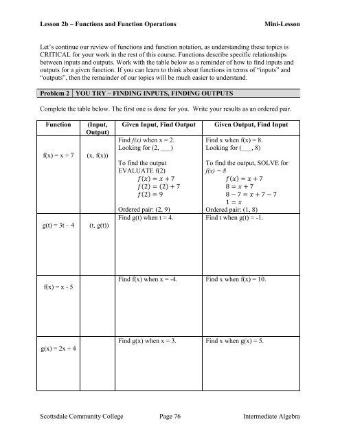 Intermediate Algebra – Student Workbook – Second Edition 2013