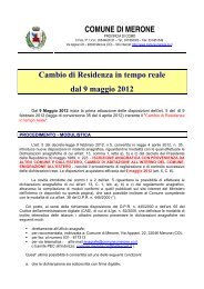 Cambio di Residenza - Comune di Merone