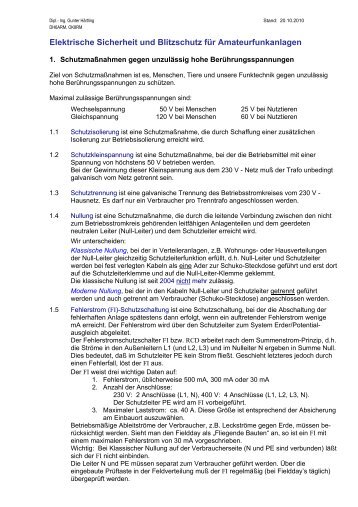 Elektrische Sicherheit und Blitzschutz für Amateurfunkanlagen