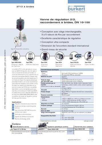 Vanne de rÃ©gulation 2/2, raccordement Ã  brides, DN 10-100 - BÃ¼rkert