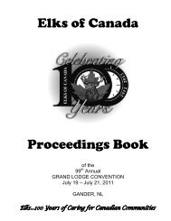 2011 Proceedings, Gander, NL (PDF) - Elks of Canada