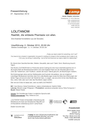 LOLITANOW - i-camp - Neues Theater München