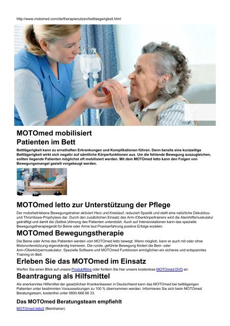 MOTOmed mobilisiert Patienten im Bett MOTOmed letto zur ...