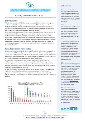 Ranking Iberoamericano SIR 2012 - Universidad CatÃ³lica del Norte