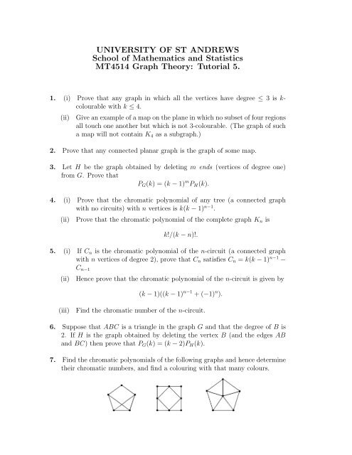 Tutorial 5. - University of St Andrews