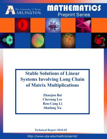 Stable Solutions of Linear Systems Involving Long Chain of Matrix ...