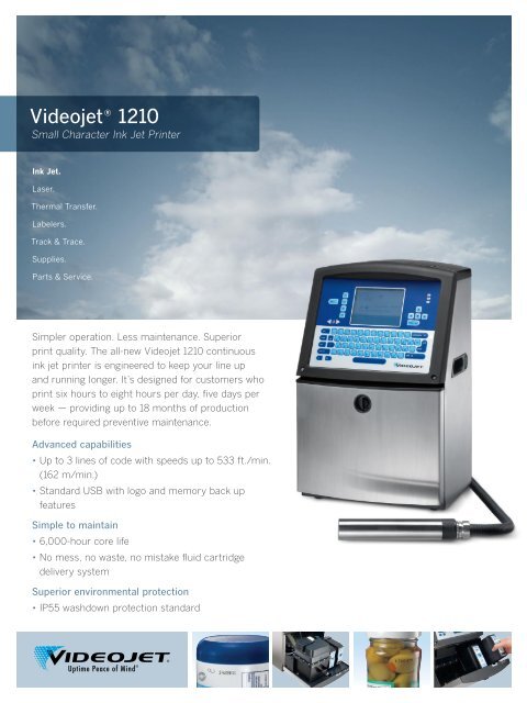 Videojet 1210 Spec Sheet