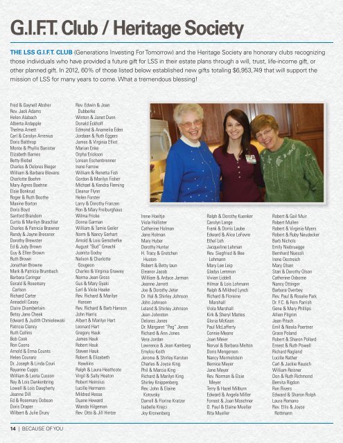 to see a full list of 2012 donors. - Lutheran Senior Services