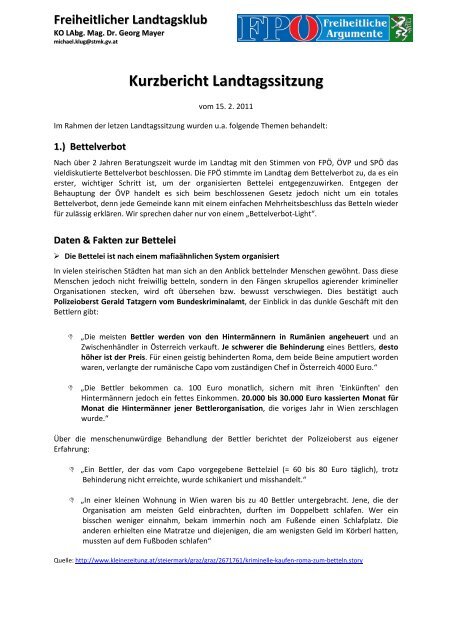 Freiheitlicher Landtagsklub - FPÃ Steiermark