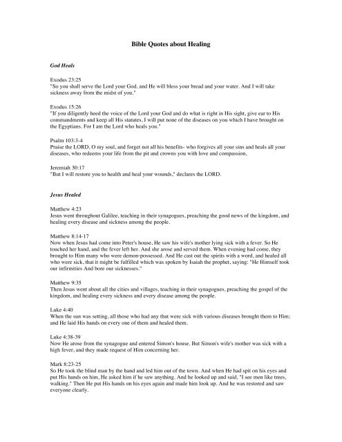 Bible Quotes About Healing Faith And Health Connection
