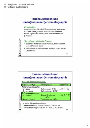 Ionenaustausch und Ionen(austausch)chromatographie ...