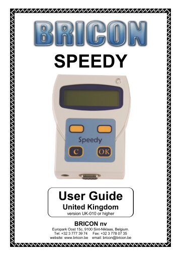 User Guide for Speedy - Bricon.be