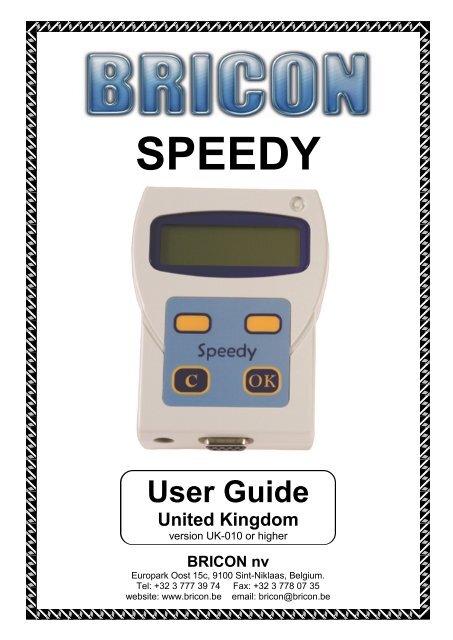 User Guide for Speedy - Bricon.be