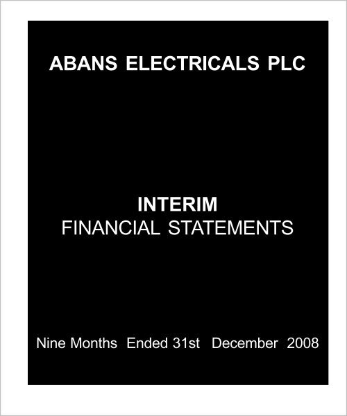 Quarterly Financial Report as of 31-12-2008