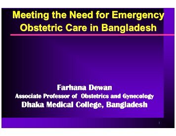 Meeting the Need for Emergency Obstetric Care in ... - ESD Project