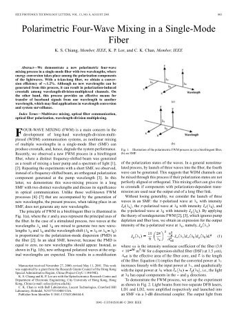 Polarimetric four-wave mixing in a single-mode fiber ... - IEEE Xplore