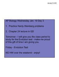 AP Biology Wednesday Jan. 19 Day 3 1. Practice Hardy Weinberg ...