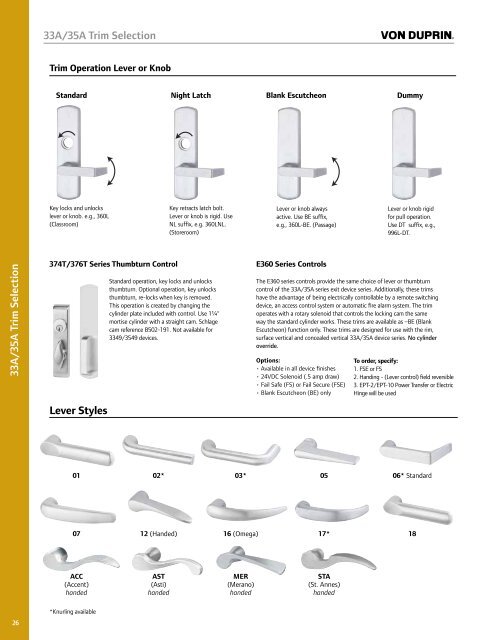 Von Duprin 33A-35A Series Exit Devices - Access Hardware Supply