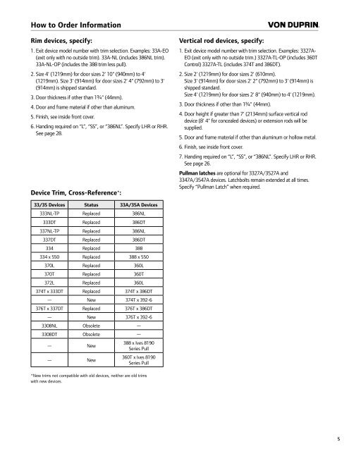 Von Duprin 33A-35A Series Exit Devices - Access Hardware Supply