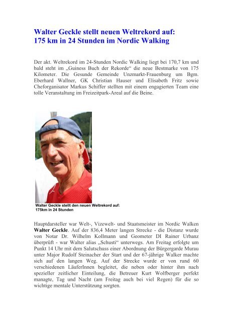Walter Geckle stellt neuen Weltrekord auf: 175 km in 24 ... - NWO