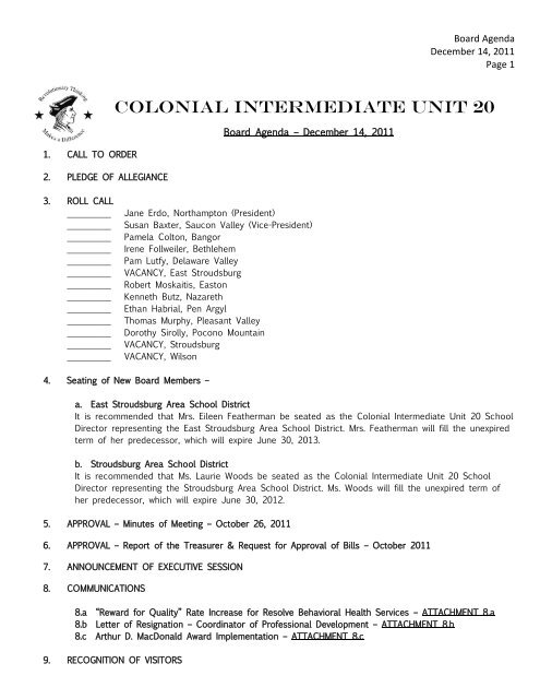 December 14, 2011 - Colonial Intermediate Unit 20