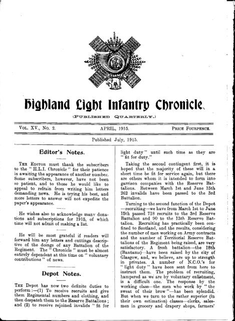 HLI Chronicle 1915 - The Royal Highland Fusiliers