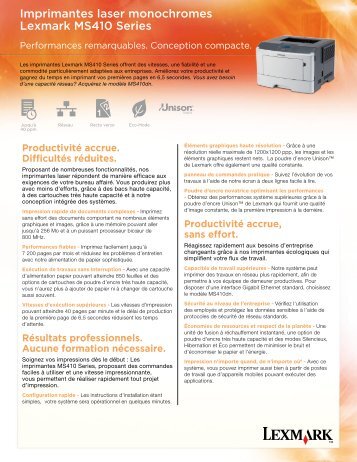 Imprimantes laser monochromes Lexmark MS410 Series