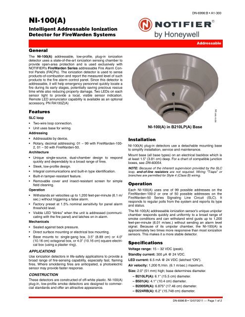 4 Avail. NEW Notifier NI-100 Addressable Low-profile Ionization Smoke Detector 