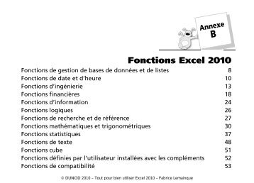 Fonctions Excel 2010 - Dunod