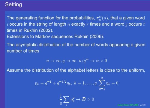 TESTING RANDOMNESS - Department of Mathematics and Statistics