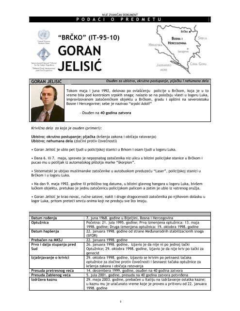 Podaci o predmetu Goran JelisiÄ