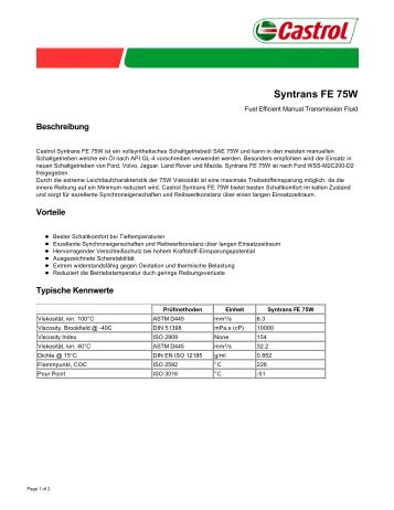 Castrol Syntrans FE 75W (PDF) - Korb Schmierstoffe