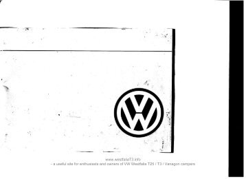 Download 1987 VW Vanagon Westfalia Camper Owners Manual ...