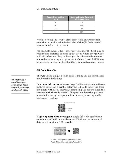 DENSO ADC QR Code White Paper - BlueStar