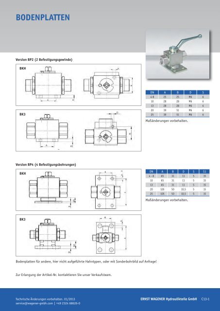 Sonderausführungen / Zubehör - Ernst Wagener Hydraulikteile GmbH