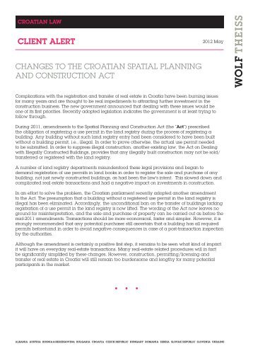 client_alert_croatia_Spatial planning and construction ... - Wolf Theiss