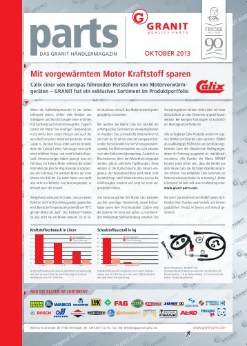 Mit vorgewärmtem Motor Kraftstoff sparen - Granit Parts