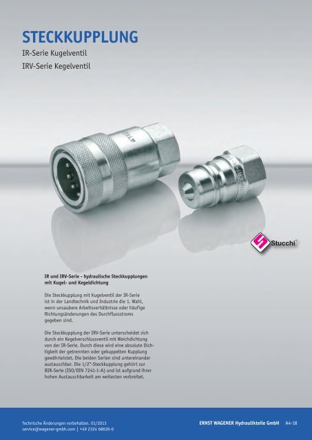 Flat-Face Steckkupplungen - Ernst Wagener Hydraulikteile GmbH