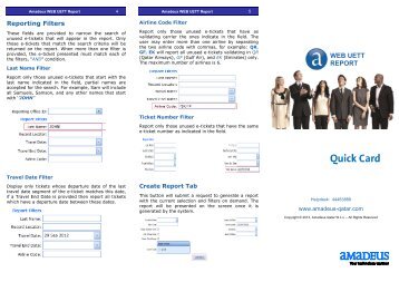 WEB UETT Report Quick Card - Amadeus