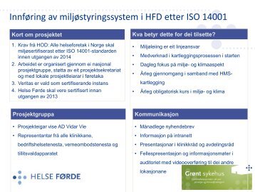 InnfÃ¸ring av miljÃ¸styring i Helse FÃ¸rde etter ISO 14001