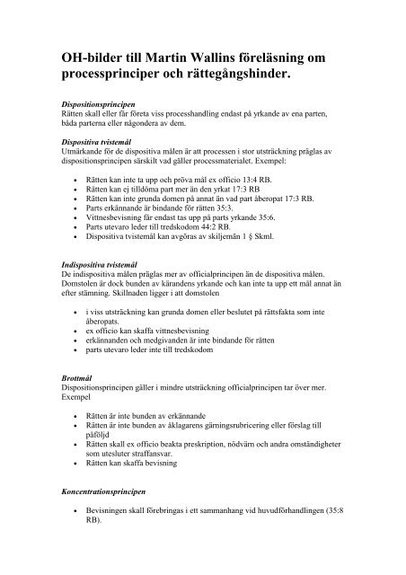 OH-bilder till Martin Wallins fÃ¶relÃ¤sning om ... - Juridicum