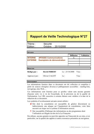 Rapport de Veille Technologique SÃ©curitÃ© N - cert devoteam