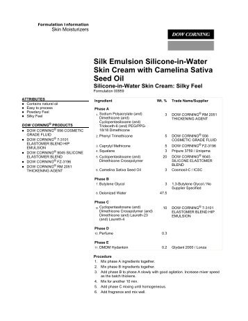 Silk Emulsion Silicone-in-Water Skin Cream with ... - Dow Corning