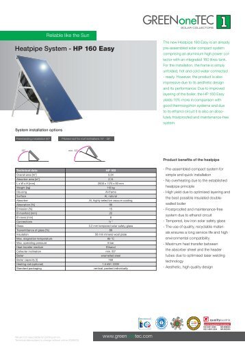 Heatpipe System - HP 160 Easy - GREENoneTEC