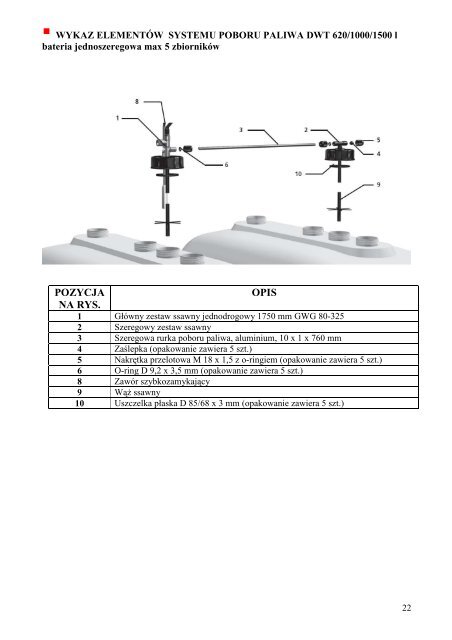 WYKAZ ELEMENTÃW SYSTEMU NAPEÅNIANIA DWT 620 ... - Roth