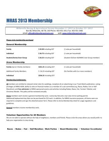 our membership application form - Millarville Racing and ...