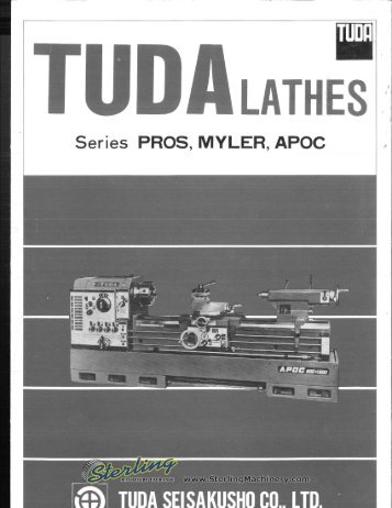 Tuda Lathes Series Pros, Myler, And Apoc Brochure - Sterling ...