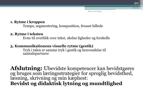 Rytme i tekst, tale og gestik - Viden om LÃ¦sning