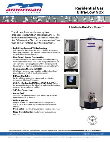 Residential Gas Ultra-Low NOx - American Water Heaters